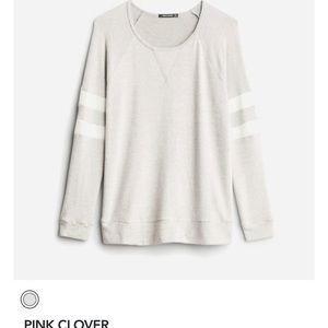 Stitch fix heather grey sweater with white stripes on arms in  great condition